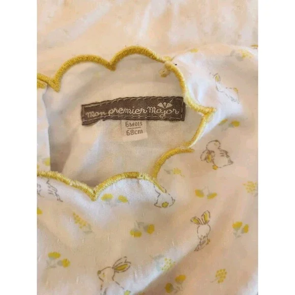 Mon Premier Major Baby Infant Girls Bunny Bubble Romper 6 Months White/Yellow - Picture 4 of 5